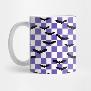 Halloween bats Y2K Purple Checkerboard Mug